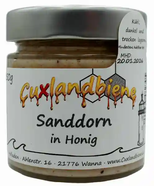 Sanddorn mit Etikett