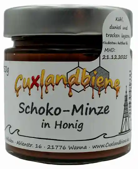 Schoko-Minze mit Etiektt