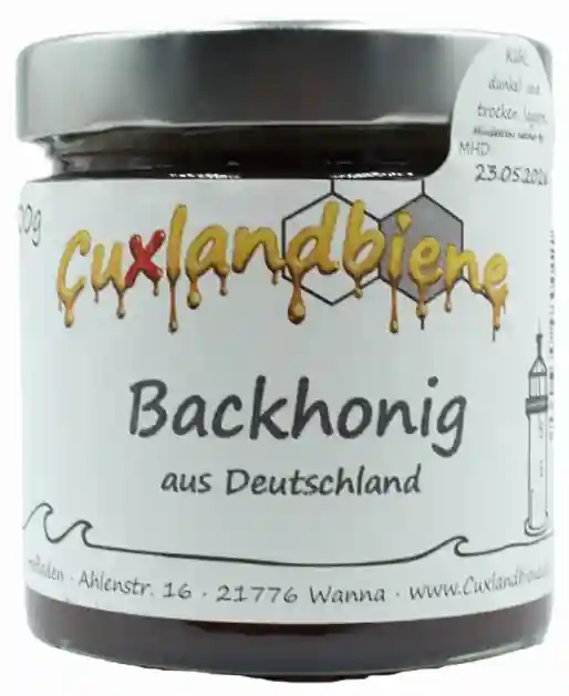 Backhonig Glas mit Etikett