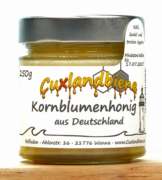 Kornblumenhonig  cremig 250g Etikett Ansicht