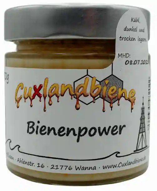 Bienenpower mit Etikett