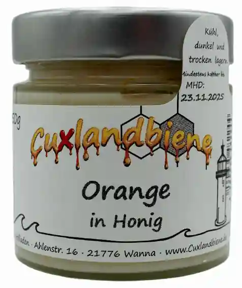 Orange mit Etikett