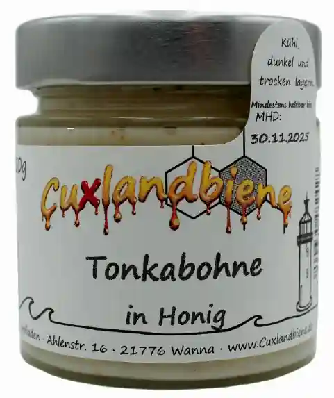 Tonkabohne mit Etikett